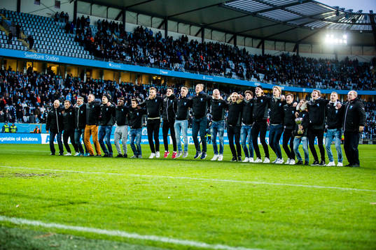 Malmö FFs U19 lag jublar över sin seger i U19 allsvenskan