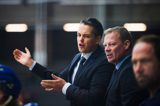 Sveriges Tomas Montén och assisterande tränare Henrik