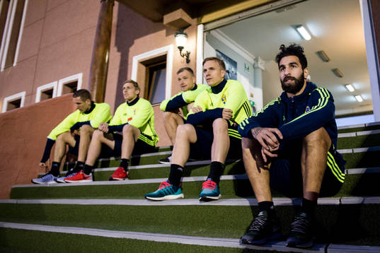 målvakt Robin Olsen, Emil Forsberg, John Guidetti, Oscar