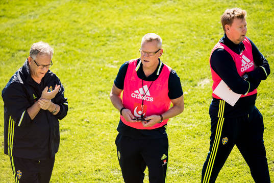 Rådgivare Lars Lagerbäck, förbundskapten Janne Andersson