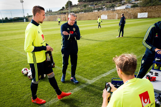 Pontus Jansson och förbundskapten Janne Andersson
