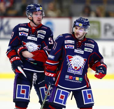 Linköpings Eddie Larsson och Garrett Roe