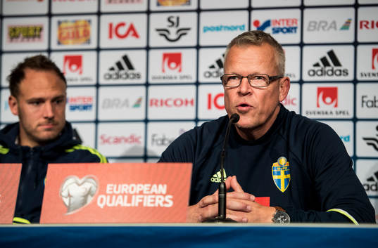 Sveriges förbundskapten Janne Andersson och Andreas