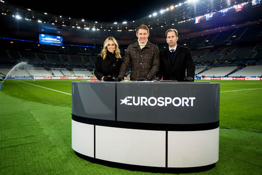 Eurosports studio med Karin Frick, Kim Källström och