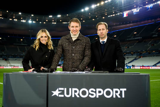 Eurosports studio med Karin Frick, Kim Källström och