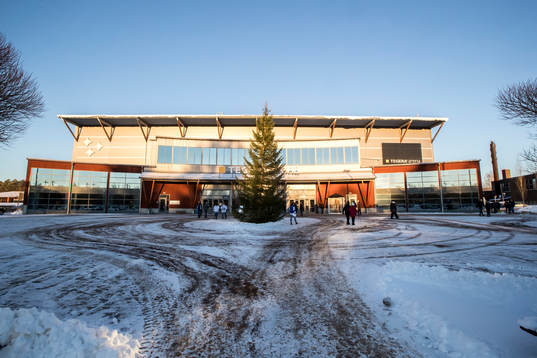 Tegera Arena exteriör innan ishockeymatchen i SHL mellan