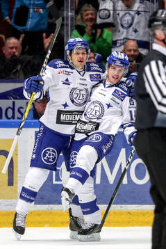 Leksands Eric Castonguay och Oskar Lang jublar