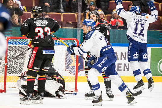 Leksands Fredrik Forsberg Lukas Ericsson jublar