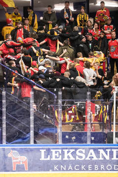 Luleå fansen vänder ryggen mot isen i ishockeymatchen i