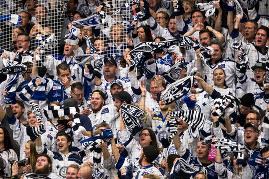 Leksands fansen jublar i ishockeymatchen i SHL mellan