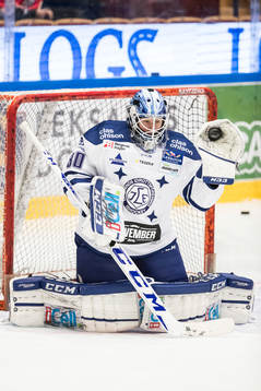 Leksands målvakt Henrik Haukeland  i ishockeymatchen i SHL