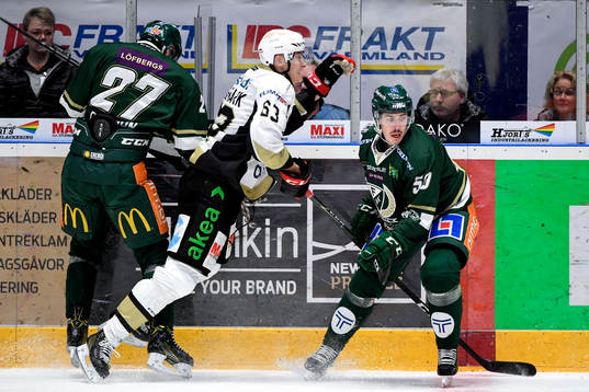 Färjestads John Persson och Sebastian Erixon och Malmö