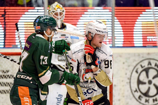 Färjestads Anton Grundel och Malmö Redhawks Kim Rosdahl