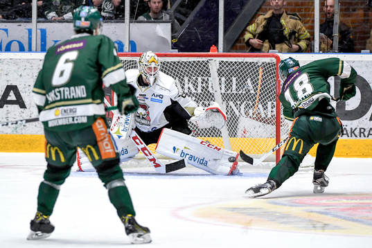 Malmö Redhawks målvakt Oscar Alsenfelt och Färjestads