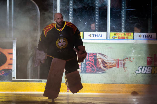 Brynäs målvakt David Rautio före ishockeymatchen i SHL