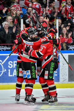Malmö Redhawks Fredrik Händemark jublar med lagkamrater