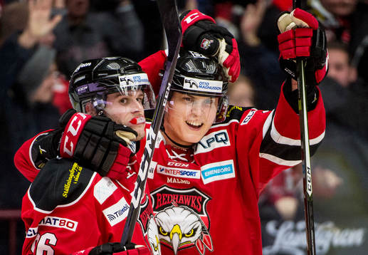 Malmö Redhawks Kim Rosdahl och Fredrik Händemark jublar