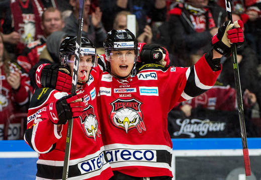 Malmö Redhawks Kim Rosdahl och Fredrik Händemark jublar