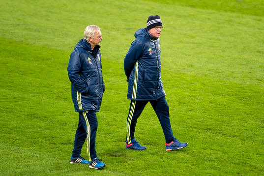 Landslagschef Lars Richt och förbundskapten Janne Andersson