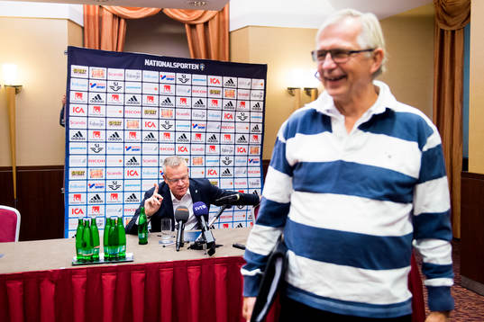 Sveriges förbundskapten Janne Andersson och landslagschef