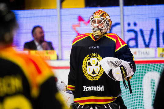 Brynäs målvakt Felix Sandström jublar