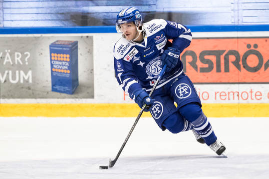 Leksands Johan Olofsson  i ishockeymatchen i SHL mellan