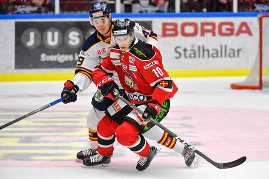Djurgårdens David Bernhardt och Malmö Redhawks Robin