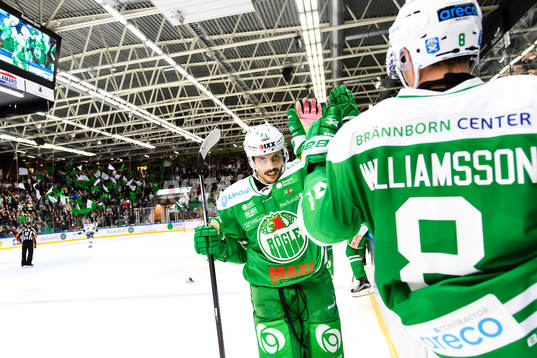Rögles Daniel Widing jublar med båset