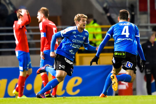 Halmstads Marcus Mathisen jublar