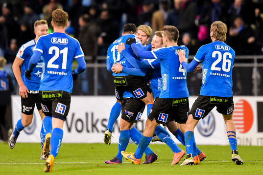Halmstads Marcus Mathisen jublar