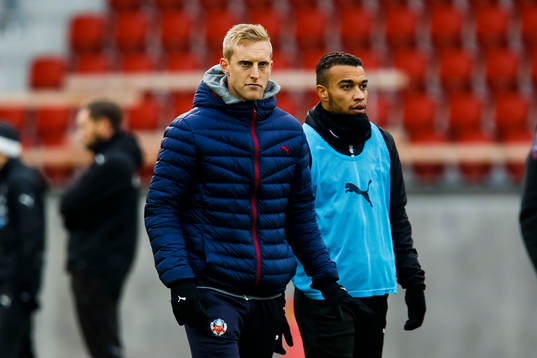 Helsingborgs pPeter Larsson före fotbollsmatchen i kvalet