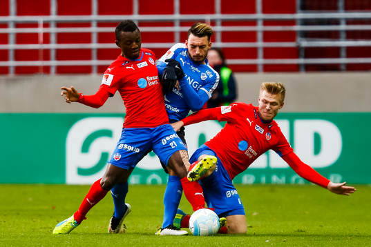 Helsingborgs Lalawélé Atakora och Andreas Landgren  i