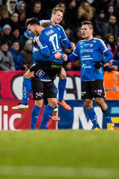 Halmstads Jesper Westerberg och Alexander Berntsson jublar