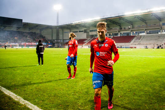 Helsingborgs Andreas Landgren deppar när han lämnar planen