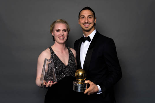 Hedvig Lindahl, vinnare av diamantbollen, och Zlatan