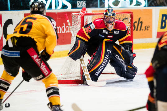 Djurgårdens målvakt Mikael Tellqvist följer spelet