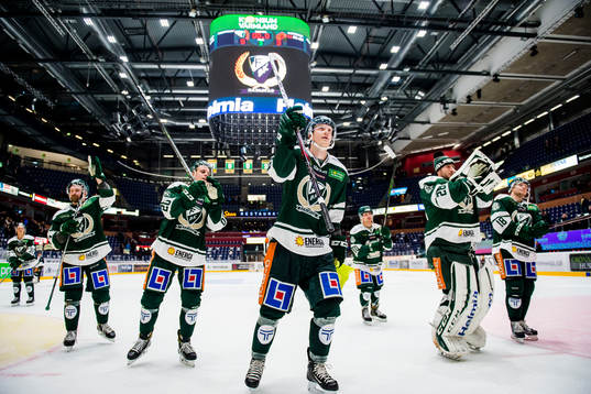 Färjestads Tomas Skogs, Joel Eriksson Ek, Johan Ryno