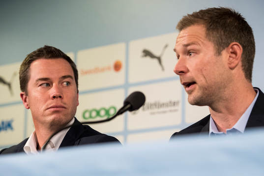 Malmö FFs sportchef Daniel Andersson och Magnus Pehrsson
