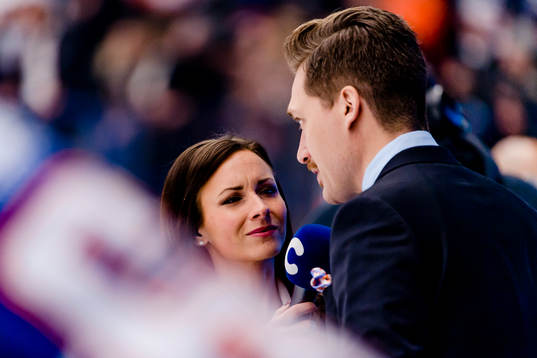 Cmore kommentator Camilla Nordlund intervjuar Växjös