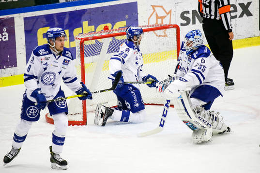 Leksands Lukas Ericsson , Markus Lauridsen och målvakt