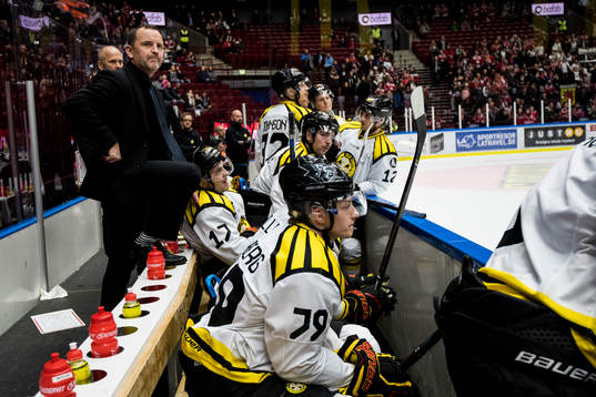 Brynäs tränare Thomas Berglund i båset