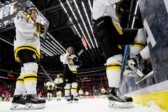 Brynäs Jonathan Pudas deppar när han lämnar isen