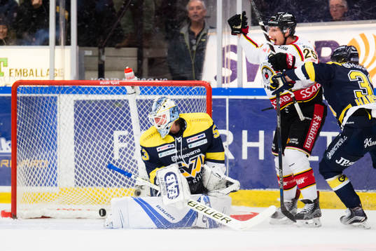 s målvakt Fredrik Pettersson-Wentzel och HV71:s Niklas