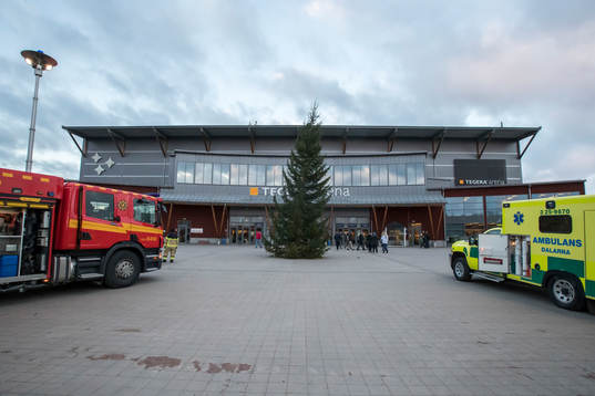 Tegera Arena exteriör innan ishockeymatchen i SHL mellan