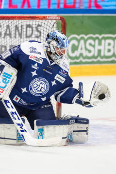 Leksands målvakt Henrik Haukeland  i ishockeymatchen i SHL