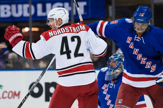 Carolinas Joakim Nordström jublar framför New Yorks