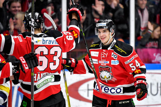 Malmö Redhawks Lukas Haudum jublar