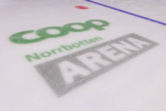 Genrebild på Coop Norrbotten Arena loggan på isen i Coop
