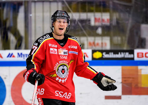 Luleås Andreas Falk reagerar på ett domslut