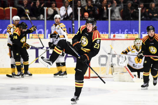 Brynäs Lucas Carlsson jublar